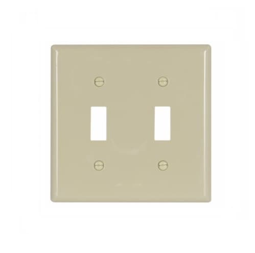 Eaton Wiring 2-Gang Double Toggle Switch Wall Plate, Standard, Ivory