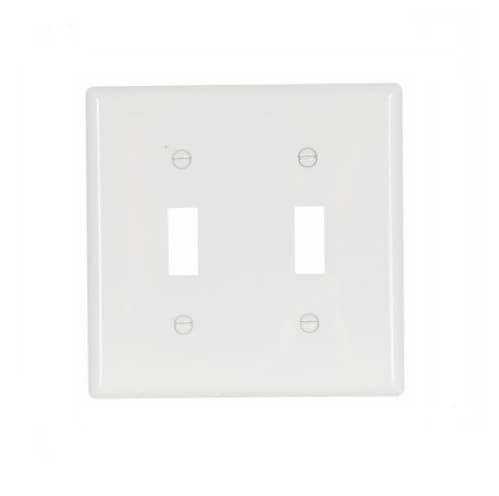 2-Gang Double Toggle Switch Wall Plate, Standard, White