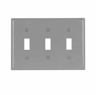 3-Gang Toggle Switch Wall Plate, Standard, Gray