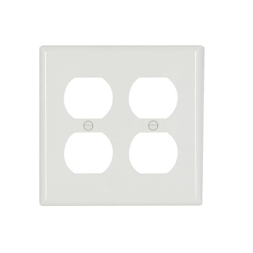 Standard Size 2-Gang Duplex Receptacle Nylon Wallplate, White