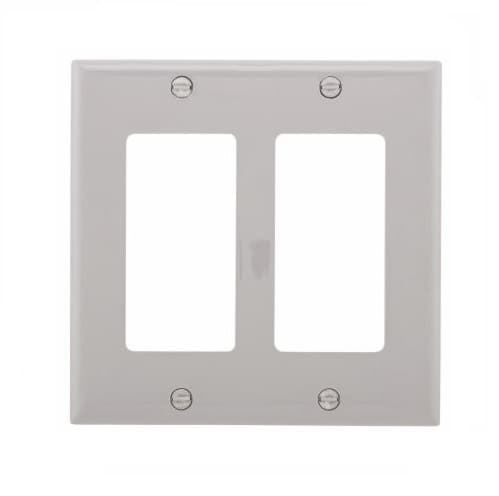 Eaton Wiring 2-Gang Decora Wall Plate, Standard, Gray
