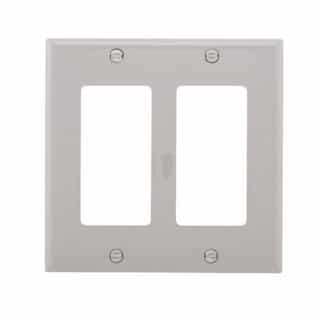 Eaton Wiring 2-Gang Decora Wall Plate, Standard, Gray