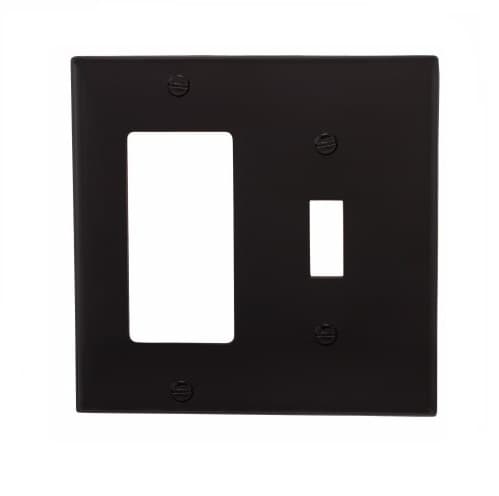 Eaton Wiring 2-Gang Wall Plate, Toggle & Decora, Standard, Black