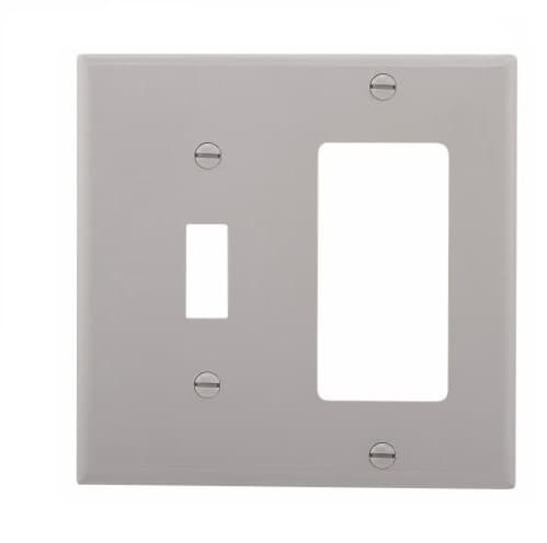 Eaton Wiring 2-Gang Wall Plate, Toggle & Decora, Standard, Gray