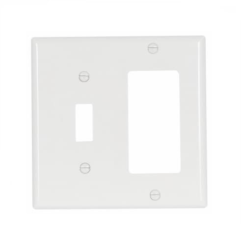 Eaton Wiring 2-Gang Wall Plate, Toggle & Decora, Standard, White