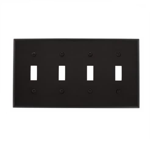 Eaton Wiring 4-Gang Toggle Switch Wall Plate, Standard, Black