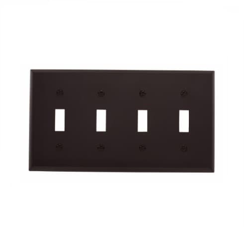 4-Gang Toggle Switch Wall Plate, Standard, Brown