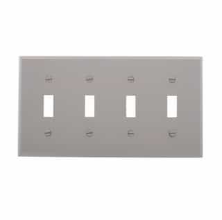 4-Gang Toggle Switch Wall Plate, Standard, Gray
