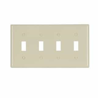 4-Gang Toggle Switch Wall Plate, Standard, Ivory