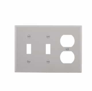 Eaton Wiring 3-Gang Two Toggle & Duplex Wall Plate, Standard, Gray