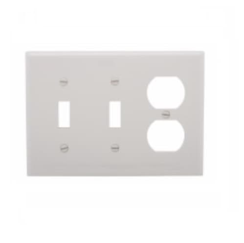Eaton Wiring 3-Gang Two Toggle & Duplex Wall Plate, Standard, White