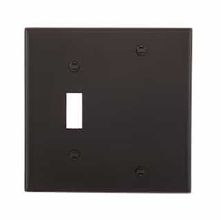 Eaton Wiring 2-Gang Toggle & Blank Wall Plate, Standard, Black