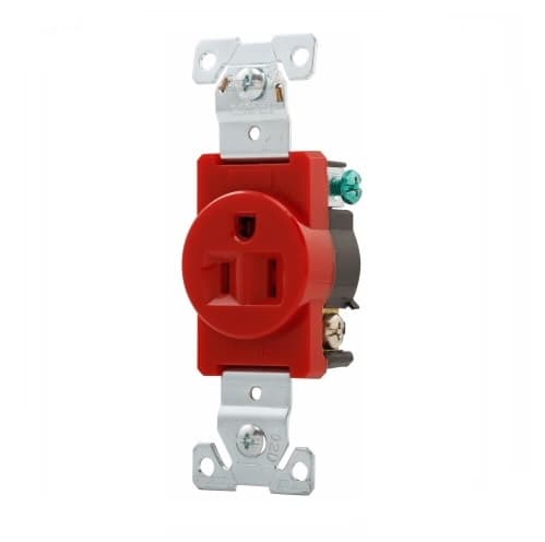 Eaton Wiring 15 Amp Single Receptacle, Industrial, Red