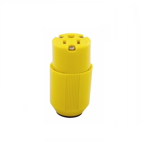 15 Amp Cord Grip Connector, Corrosion Resistant, Yellow