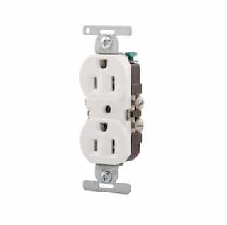 15 Amp Duplex CO/ALR Outlet, 2-Pole, 3-Wire, #10 AWG, 125V, White