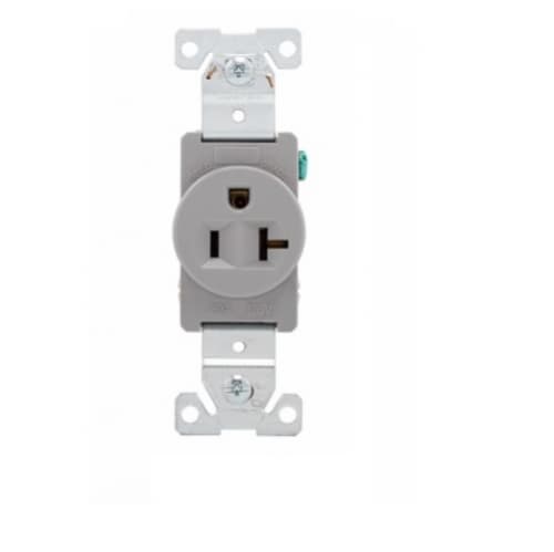 Eaton Wiring 20 Amp Single Straight Blade Receptacle, Industrial Grade, Gray
