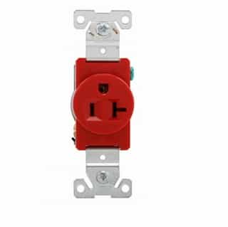 20 Amp Single Straight Blade Receptacle, Industrial Grade, Red