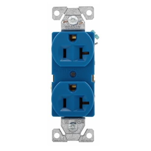 20 Amp Duplex Receptacle Outlet, 2-Pole, 3-Wire, 125V, Blue