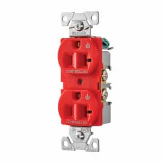 Eaton Wiring 20 Amp Dual Controlled Duplex Receptacle, 2-Pole, #14-10 AWG, 125V, Red