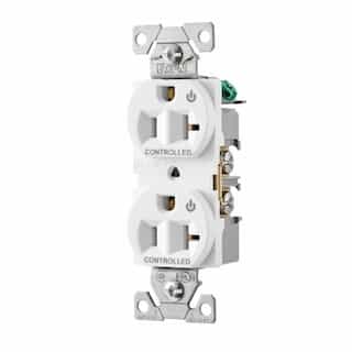 Eaton Wiring 20 Amp Dual Controlled Duplex Receptacle, 2-Pole, #14-10 AWG, 125V, White