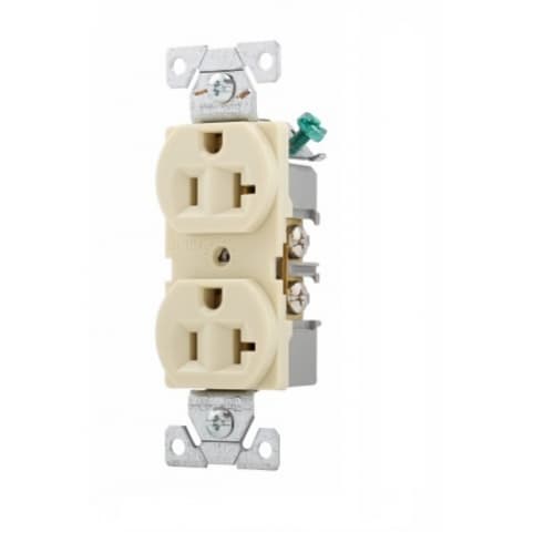 Eaton Wiring 20 Amp Premium Duplex Receptacle, Ivory