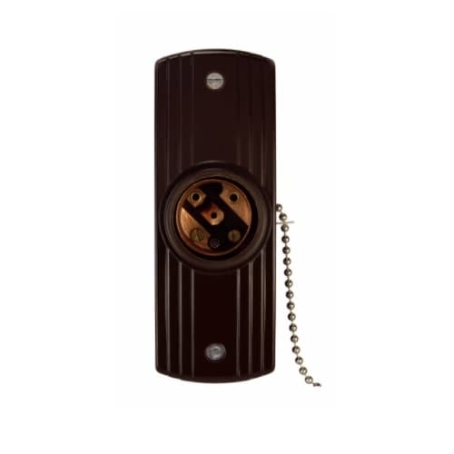 660W Surface Mount Lampholder w/ Pull Chain, 250V, Brown