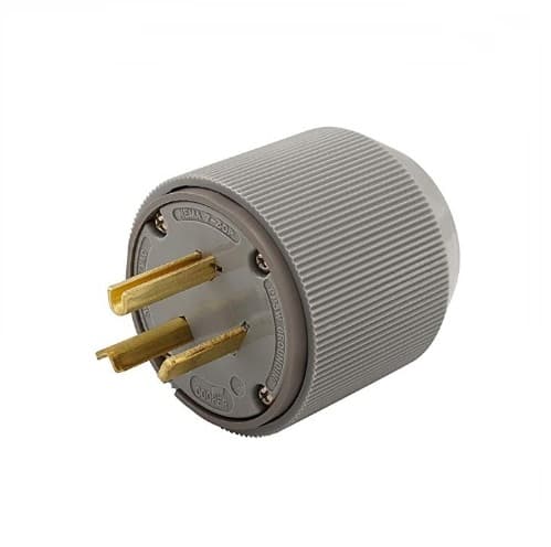 Eaton Wiring 30 Amp Electric Plug, Straight, NEMA 7-30P, Grey