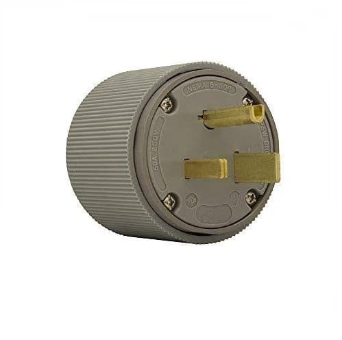 Eaton Wiring 50 Amp Electric Plug, Straight, NEMA 6-50P, Grey