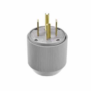 30 Amp Dryer Plug, NEMA 14-30P, Grey