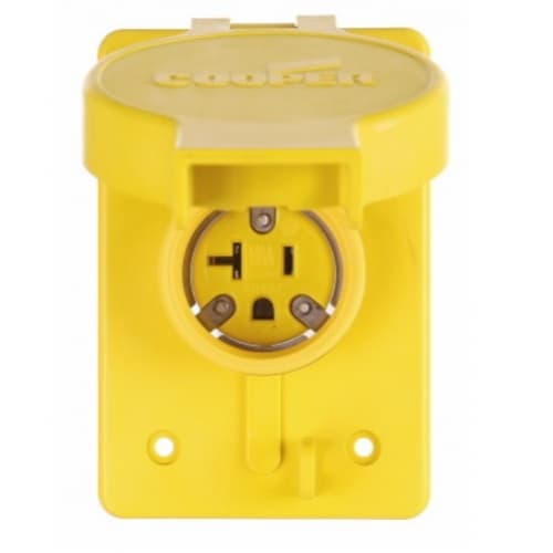20 Amp NEMA 6-20R 125V Watertight Single Receptacle, Yellow