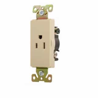 Eaton Wiring 15 Amp Decora Single Receptacle, Back & Side Wired, Ivory