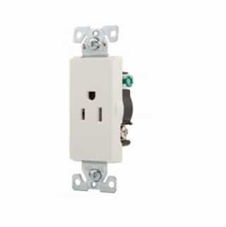 15 Amp Decora Single Receptacle, Back & Side Wired, White