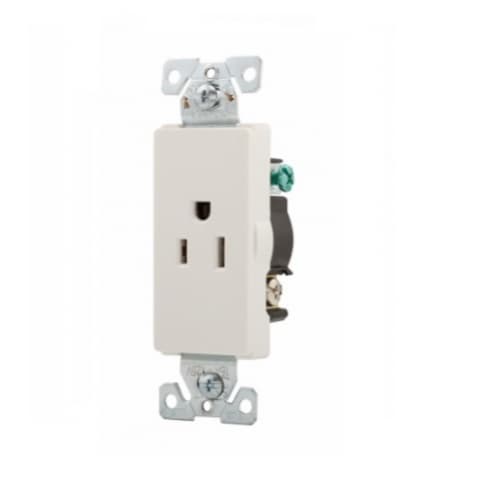 Eaton Wiring 15 Amp Decora Single Receptacle, Back & Side Wired, White