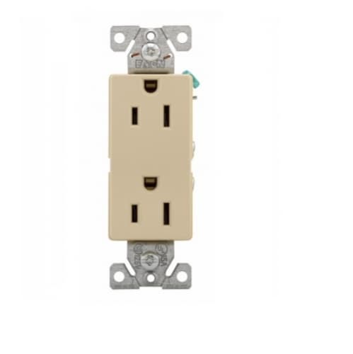 15 Amp Decora Duplex Receptacle, Back & Side Wired, Almond