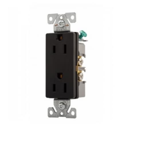 Eaton Wiring 15 Amp Decora Duplex Receptacle, Back & Side Wired, Black