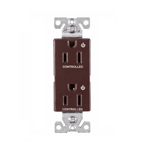15 Amp Dual Controlled Decorator Receptacle, 2-Pole, #14-10 AWG, 125V, Gray