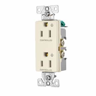 15 Amp Dual Controlled Decorator Receptacle, 2-Pole, #14-10 AWG, 125V, Ivory