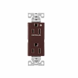Eaton Wiring 15 Amp Half Controlled Decorator Receptacle, 2-Pole, #14-10 AWG, 125V, Brown