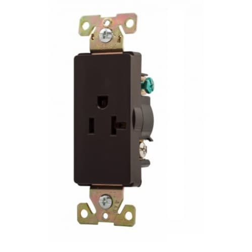 Eaton Wiring 20 Amp Decora Single Receptacle, Commercial Grade, Brown