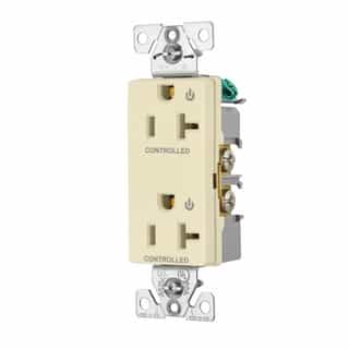 20 Amp Dual Controlled Decorator Receptacle, 2-Pole, #14-10 AWG, 125V, Almond