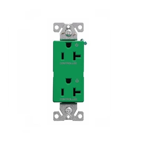 20 Amp Dual Controlled Decorator Receptacle, 2-Pole, #14-10 AWG, 125V, Gray