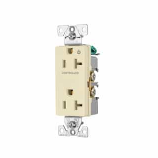Eaton Wiring 20 Amp Half Controlled Decorator Receptacle, 2-Pole, #14-10 AWG, 125V, Almond