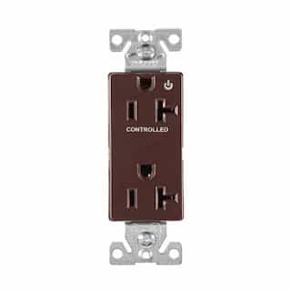 Eaton Wiring 20 Amp Half Controlled Decorator Receptacle, 2-Pole, #14-10 AWG, 125V, Brown