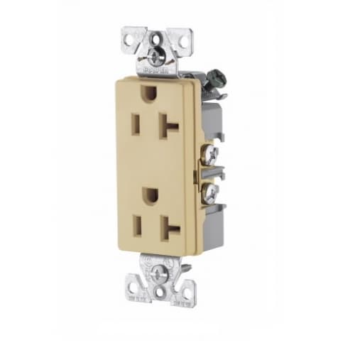 Eaton Wiring 20 Amp Decora Duplex Receptacle, Commercial Grade, Ivory