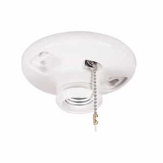 660W Ceiling Lamp Holder, Medium Base, Porcelain, Pull Chain, White