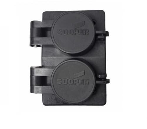 Eaton Wiring 15 Amp Watertight Locking Duplex Receptacle NEMA L5-15 125V, Black