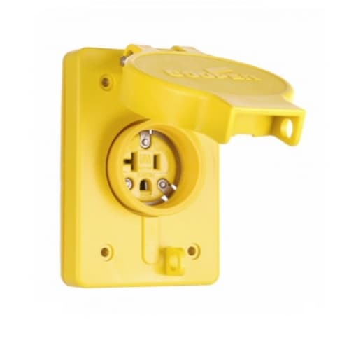 Eaton Wiring 15 Amp Watertight Locking Single Receptacle, NEMA L5-15,125V, Yellow