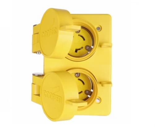 Eaton Wiring 15 Amp Watertight Locking Duplex Receptacle NEMA L6-15 250V, Yellow