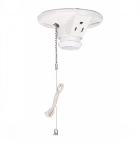 Eaton Wiring 660W Pull Chain Switch Porcelain Ceiling Lampholder, 125V