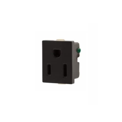 15 Amp Snap-In Single Receptacle w/ Quick Connect, 2-Pole, 3-Wire, 125V, Black